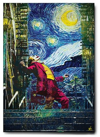 Giallobus - Gemälde - 06 - Joker Sternennacht - Leinwand mit Standardrahmen - 100x140 - Bereit zum Aufhängen - Moderne Gemälde für zu Hause