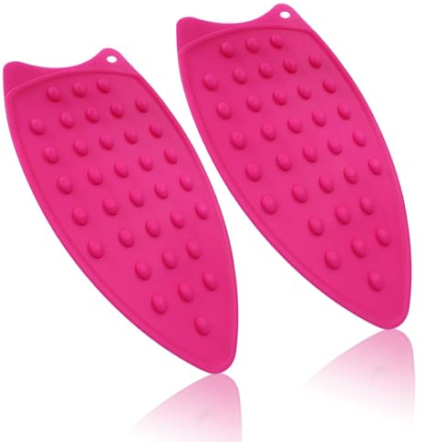 Moicstiy 2 cuscinetti protettivi in silicone per ferro da stiro, resistenti al calore, per asse da stiro, arricciacapelli, ferri da stiro, ferri da stiro (rosa)