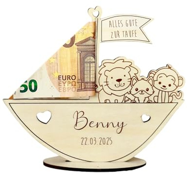 Geldgeschenk zur Geburt, Taufe Geschenk Junge personalisiert Geburtstag Kommunion Konfirmation oder Firmung Baby Taufgeschenk Mädchen I Manufaktur Liebevoll (Taufe)