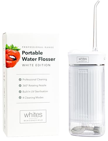 Whites Beaconsfield Tragbare Munddusche Kabellos 230 ml(Weiß) - Elektrische Munddusche mit Einstellbaren Reinigungsmodi - Wiederaufladbare Munddusche zur Zahnreinigung