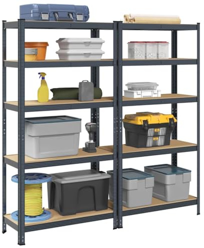 Générique Étagères de Rangement 5 Niveaux 2 pcs Anthracite Acier et Bois,Entreprise & Industrie,Stockage Industriel,Étagères industrielles,Anthracite,26 KG,4016952