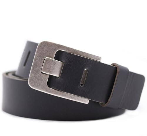 FRIEDRICH HOFFMANN Rustikaler Ledergürtel Damen schwarz - Gürtel Damen schwarz & braun - 100% echtes Leder - Damengürtel 4 cm breit - Made in Germany - einkürzbar