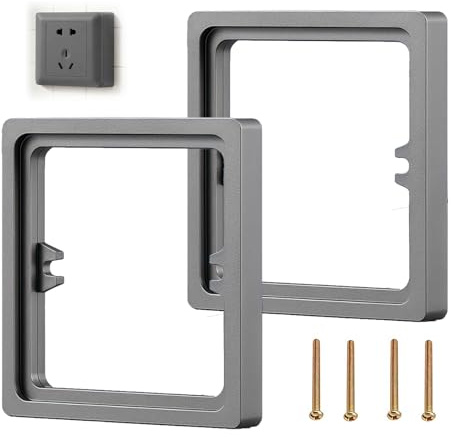 2 Pack Grey Light Switch Spacer – 10mm Electrical Socket Spacer Plate with 40mm Screws – Durable ABS Single Gang Spacers for Uneven or Recessed Walls – Ideal for DIY Home Renovation Projects