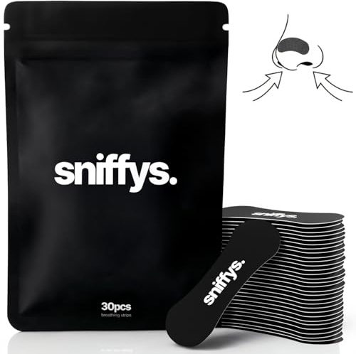 Sniffys Nasenpflaster - Sport Atmungshilfen Besser Atmen - Nasenstrips Anti Schnarch Unterstützung - Nose Strips Komfort Halt - 30 Stück - Schwarz