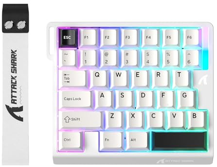 ATTACK SHARK M36 HE Einhand-Gaming-Tastatur Magnetschalter,8000Hz Abfragerate,0,01mm RT,5-fache Geräuschdämpfung HiFi,128K Abtastrate,0,125ms Latenz,kabelgebundene tragbare RGB Tastatur,Weiß