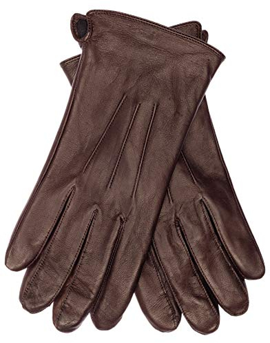 EEM Herren Lederhandschuhe, weiches italienisches Leder, Touchfunktion, Fleecefutter, dunkelbraun S