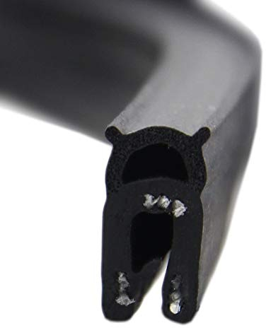 DO3 Dichtungsprofil von SMI-Kantenschutzprofi mit Dichtung oben - Klemmbereich 1-2 mm - Klemmprofil und Dichtung aus EPDM Moosgummi - einfache Montage, selbstklemmend ohne Kleber (1 m)