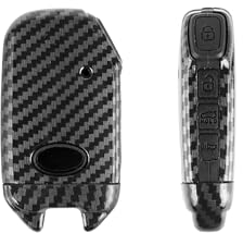 ontto Smart 4 Tasten Autoschlüssel Hülle Fall für Kia Rio Ceed Optima Sorento Sportage R ABS Kunststoff Schlüsselbox Keyless Go Schlüsselschutz Schlüssel Tasche Schlüsselanhänger-Kohlefaser schwarz A