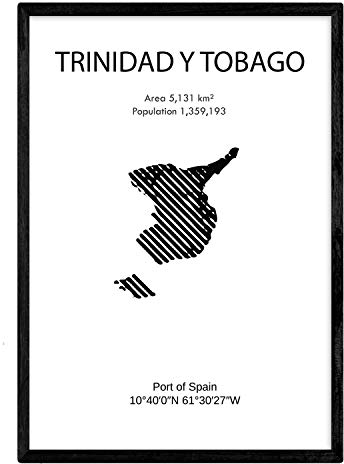 Nacnic Poster von Trinidad und Tobago. Blätter von Ländern und Kontinenten. A3 Größe