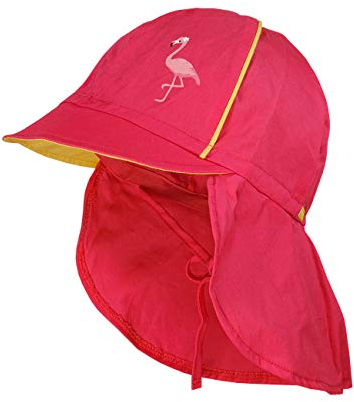 maximo Baby-Mädchen Nackenschutz Mütze, Rot (Begonie/Hellgelb 8439), (Herstellergröße: 49)