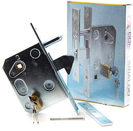 SERRATURA a GANCIO ZINCATA COMBIARIALDO 350 per CANCELLI SCORREVOLI con CILINDRO