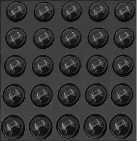 Self Adhesive Isolation Feet - Set of 25 0.75Silicone Hemisphere Bumper Sound Dampening Rubber Pad for Speakers, Electronics, Table Tops, Laptop and Drawers