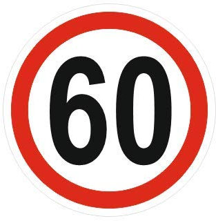 Generisch 1 Stück Aufkleber - Zulässige Höchstgeschwindigkeit 60 km/h (R62/Nr. 60) w (30 x 30 cm)