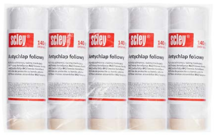 Scley Abdeckfolie, Staubschutzfolie Breite 140cm, Länge 20m, 5 Stück Plastikplane, Schutzmaterial Serie *66*, transparente Baufolie, Malerfolie für Renovierung und Umzug, A0450-660514, 140 cm x 20 m