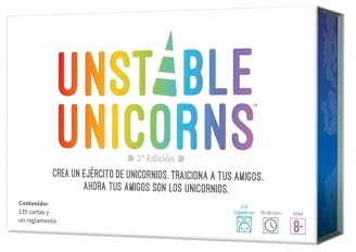 TeeTurtle, Unstable Unicorns, Juego de Cartas de Estrategia para Adultos y Niños, A Partir de 8 Años, De 2 a 8 Jugadores, 45 Minutos por Partida, Español