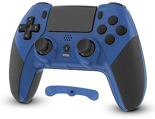 CHEREEKI Compatible with PS4 Controller Wireless Controller for P-4/Pro/Slim Bluetooth Remote Gamepad Joystick Vibration Turbo Six-Axis Sensor Audio Jack Touch Panel Wake UP Game Controller Blue