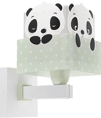 Dalber kinder Wandlampe, Kinderlampe Wandleuchte kinderzimmer Wolken tiere Pandabär Panda Grün, 63169H, E27