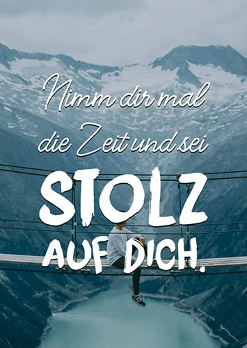 modern times 10er Set Postkarte Visual Statements LUSTIG - Motiv: NIMM DIR MAL DIE ZEIT UND SEI STOLZ AUF DICH, Anlass: Fun Textkarten, Künstler/Verlag: VISUAL STATEMENTS, Größe: A6