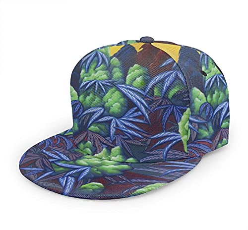 Oaieltj Unisex Baseball Cap Erwachsene Teens Adjustable Snapback Flat Brim Baseball Cap Cool Hip Hop Hat, Graffiti Weed Psychedelic Art, One size