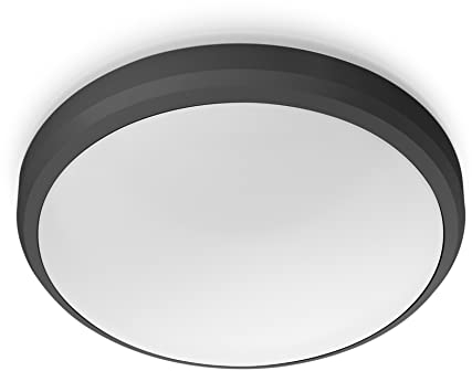 Philips my Garden LED Doris Deckenleuchte Doris, 6W, warmweißes Licht 2700K, IP54 Schutzklasse, Schwarz