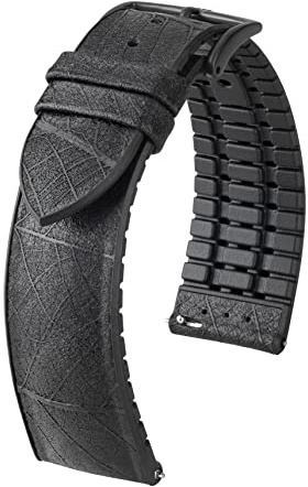 HIRSCH Unisex Performance Uhrenarmband Modell Leaf 22 mm Schwarz