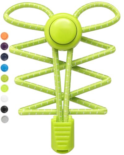 Stepace Lacci Scarpe Elastici con Sistema Autobloccanti, 2 Paia Lacci delle Scarpe Senza Nodo per Scarpe da Sport, Bambini, Adulti, Anziani Verde Mela