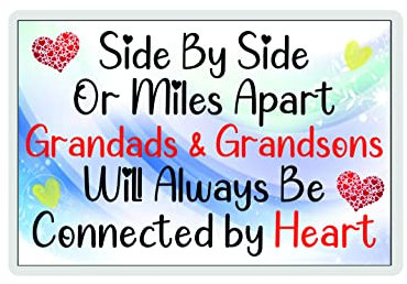 Decalarama Grandad Grandson Fridge Magnet Gift - Side By Side Or Miles Apart – Novelty Fun Birthday