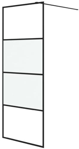 vidaXL Paroi de Douche Ecran Cloison Cabine de Douche Salle de Bain Intérieur Résistance aux Eclaboussures Noir 80x195 cm Verre ESG Demi-Dépoli