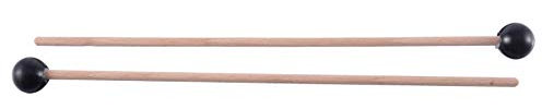 Sahkgye 2 Stück weiche Gummikopfstäbe, Holzgriff, Glocke Schlägel für Glockenspiel, Xylophon, Glocke, Musikinstrumente, schwarz