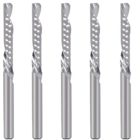 Mango de cuchillo de 3.175mm, taladro de fresadora CNC de fresadora de extremo espiral de ranura única, diámetro de corte de 3.175mm, cel de 22mm, para MDF de PVC acrílico