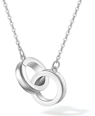 ZHOU LIU FU Kette mit Kreis Anhänger, 925 Sterling Silber Damen Halskette mit Zirkonia synth 40+5 cm Kommt in Schmuck Geschenk Box Für Geometrische Figur (Kreis)