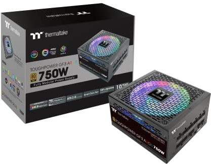 Thermaltake Toughpower GF 3 ARGB 750W | PC ATX 3.0 Power Supply | PCIe Gen 5.0 | 80-Plus-Gold | Fully Modular | Quiet 140 Fan | EU Certified | Black