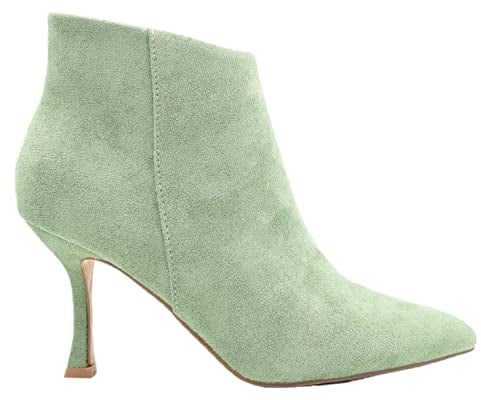 Ciabalù Tronchetto Donna Con Tacco A Rocchetto Stivali Alla Caviglia (Verde, numeric_41)