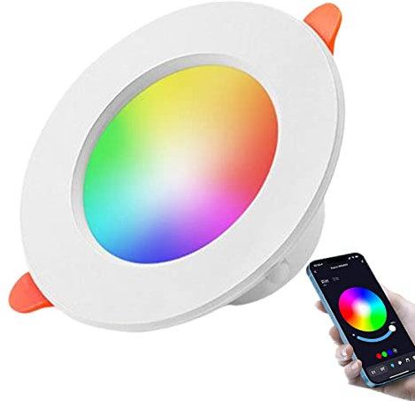 LINGJIONG Faretto da incasso intelligente, 4 in senza fili, 10 W, illuminazione intelligente per casa, RGBCW LED, facile controllo della temperatura di colore da 2700 a 6500 K, Doodle Smart App