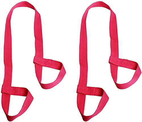 WannGe Strapazierfähige Yogamatten-Gurtschlinge, Tragegurt für Yogamatten, Rosered, 2 Stück, Einheitsgröße