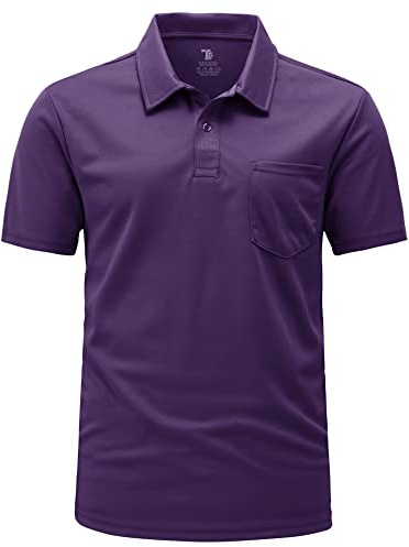 YSENTO Herren Poloshirts Kurzarm Polohemd T Shirts Golf Polo Slim Fit Tennis Polo T-Shirts mit Tasche(Lila,M)