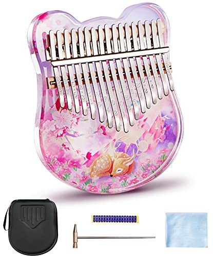 Kalimba Daumenklavier 21 Schlüssel, Crystal Thumb Piano 17 Tasten Crystal Kalimba Musical Geschenk, Transparentes Acryl C-Ton mit EVA Tasche, Aufkleber, Stimmhammer, Reinigungstuch,Purple 17keys