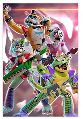 FNAF Security Breach Band Leinwand Poster Leinwand Poster Wandkunst Dekor Druck Bild Gemälde für Wohnzimmer Schlafzimmer Dekoration ungerahmt 30 x 45 cm