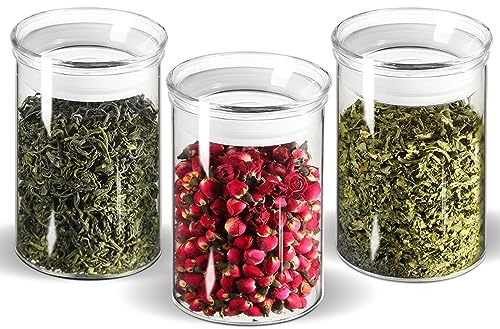 ZENS 450ml Vorratsgläser mit deckel 3er Set, Kleine Vorratsdosen Glas mit Deckel Luftdicht, Gewürze Vorratsglas Aufbewahrungsgläser, Glasbehälter mit Glasdeckel, Gewürzgläser für Tee und Zucker