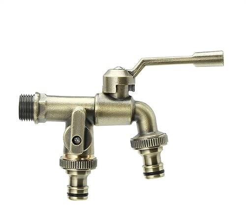 Robinet de jardin double en laiton à double sortie, robinet extérieur de jardin en laiton simple à utiliser for le jardin, la machine à laver, le baril de pluie ( Color : D , Size : 1/2*1/2*1/2 )