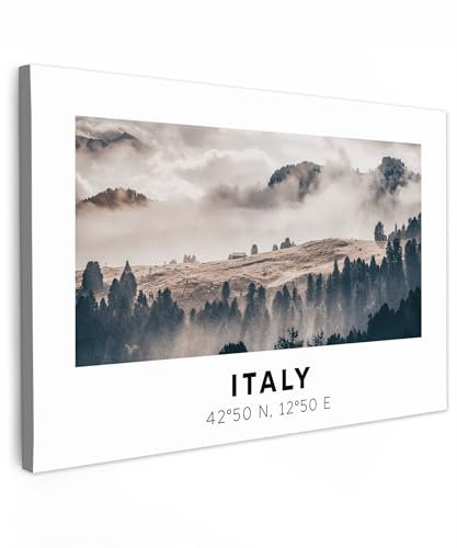 MuchoWow© Wandbilder Groß 120x80 cm XXL Wohnzimmer Wanddeko Schlafzimmer Zimmerdeko Fotowand Zimmer Deko auf Wand Dekoration Wall Art Italien - Dolomiten - Sommer - Nebel