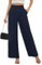 BEIGAI Damen Hosen Sommer Herbst Lockere Lounge leicht Palazzo Hose Elegant Business Job Freizeithose mit Taschen,Marineblau,XL