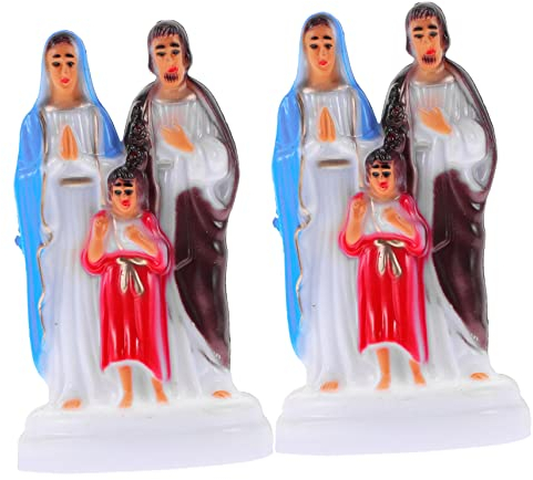 Abaodam 2st Dekoration Jesus Maria Josef Figur Leuchtende Statue Christliche Familienfiguren Statue des Heiligen Josef Statue Der Heiligen Familie Klein Plastik Skulptur