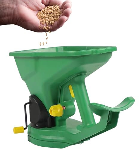 JODAIS Portable Seed Spreader, 1.5L Capacity Broadcaster Spreader, Portable Spreader for Garden 5 Gear Adjustable for Garden Lawn Small Farms, Handheld Seeder, Power Spreader