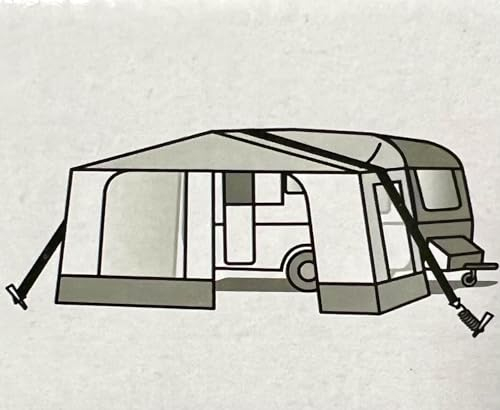KOVA® Sturmband XL für Vorzelte & Markisen Wind-Sicherung 2X Hering & Spannfeder für Zelt Zelte Markise Vorzelt Pavillon Wohnwagen Wohnmobil Camping Zubehör Dachhalteband Spanngurt + 1 BILDMAGNET