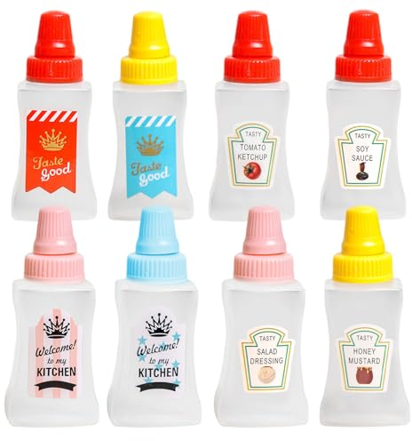 Smavles 24 Pièces Mini Bouteille De Ketchup,Mini Bouteille à Presser,Conteneur à Sauce Portable,Mini Bouteille De Sauce pour Condiments,Bouteille à Condiments pour Sauce Tomate Moutarhuile Comestibl