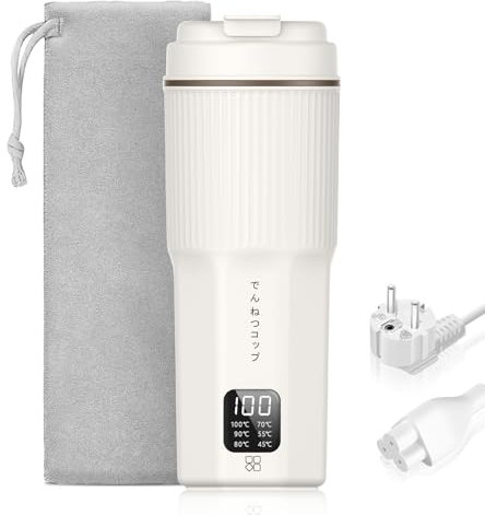 QianShouYan Bouilloire de Voyage 450ml avec Régulation de Température en 6 Étapes, 300W, Étanche, Protection Contre la Surchauffe, 100V~240V, Adaptée pour le Camping
