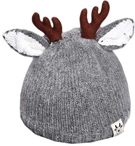 AGONEIR Weihnachtsmütze mit süßem Geweih für kreative Weihnachtsmütze, Wolle, Strickmütze für Kinder, Baby, Kinder, Festival, Urlaub, P, Weihnachtsmützen für Männer, Frauen, Kinder