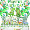 Dino Geburtstag Deko Kindergeburtstag Geschirr Jungen- 95Pcs Dinosaurier Partygeschirr Set mit Luftballon Balloon Geburtstagsdeko Banner Girlande Pappteller Tortendeko Birthday Party Deko für 10 Gäste