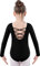 DANSHOW Langärmliger Balletttrikot für Mädchen Schwarzer Turnanzug für Mädchen Balletttrikot Team Basic Gymnastikanzüge(5028-06-XL)